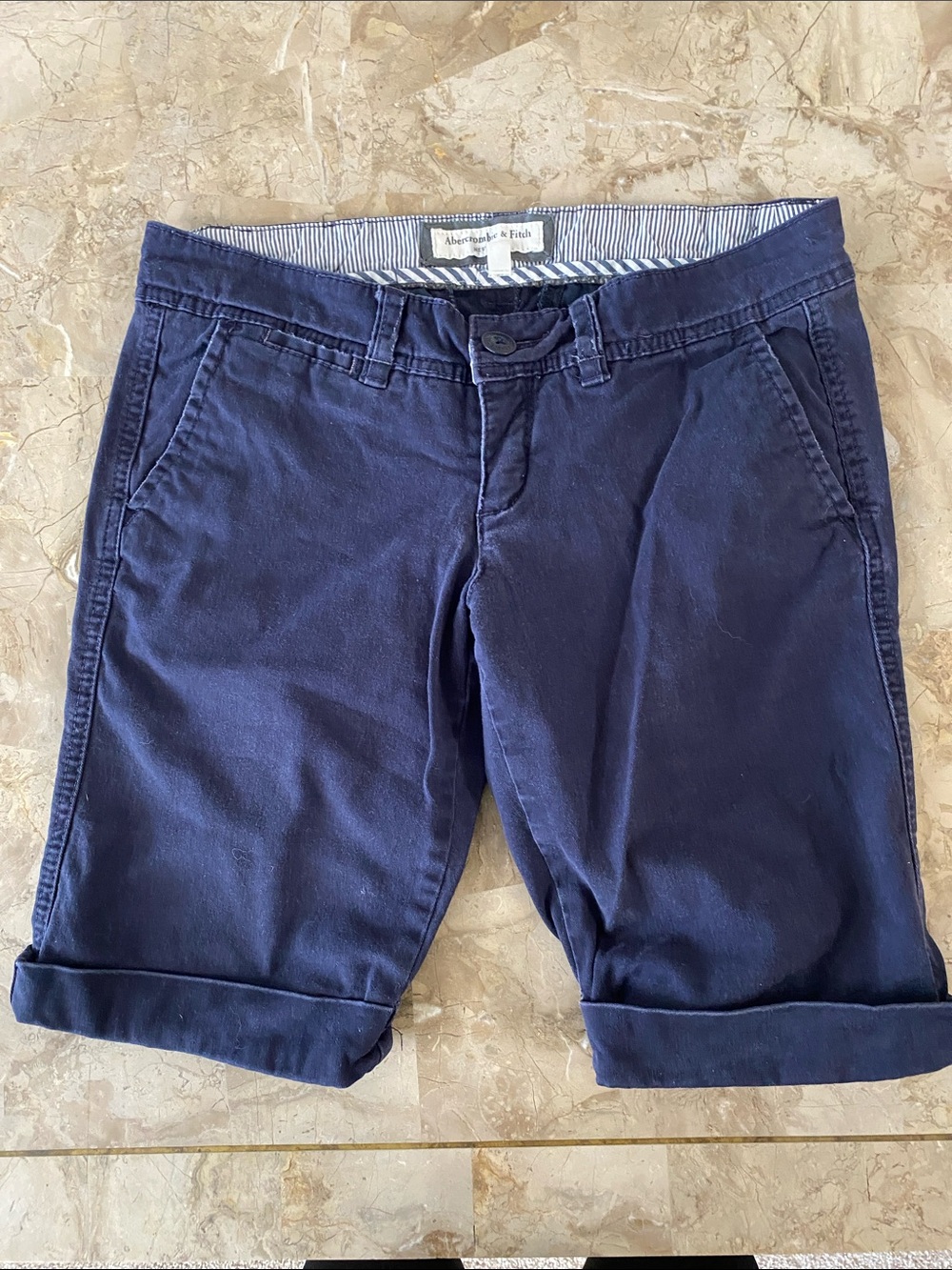 Abercrombie & Fitch Women's Dark Navy Cotton Bermuda Shorts